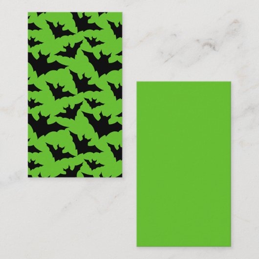 ハロウィーンブラックこうもりのクール緑の不気味なパターン 名刺 (正面/裏面)