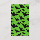 ハロウィーンブラックこうもりのクール緑の不気味なパターン 名刺 (正面)