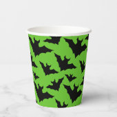 ハロウィーンブラックこうもりのクール緑の不気味なパターン 紙コップ (裏面)