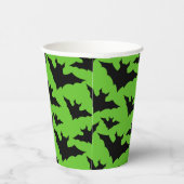 ハロウィーンブラックこうもりのクール緑の不気味なパターン 紙コップ (右)