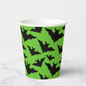 ハロウィーンブラックこうもりのクール緑の不気味なパターン 紙コップ (正面)