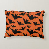 ハロウィーンブラックこうもりオレンジスポクールーク柄 アクセントクッション (裏面)