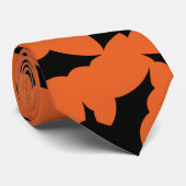 ハロウィーンブラックこうもりオレンジスポクールーク柄 ネクタイ (ロール)