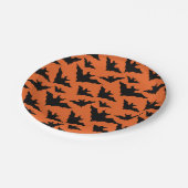 ハロウィーンブラックこうもりオレンジスポクールーク柄 ペーパープレート (アングル)