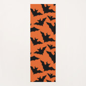ハロウィーンブラックこうもりオレンジスポクールーク柄 ヨガマット (正面)
