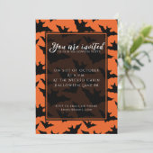 ハロウィーンブラックこうもりオレンジスポクールーク柄 招待状 (スタンド正面)