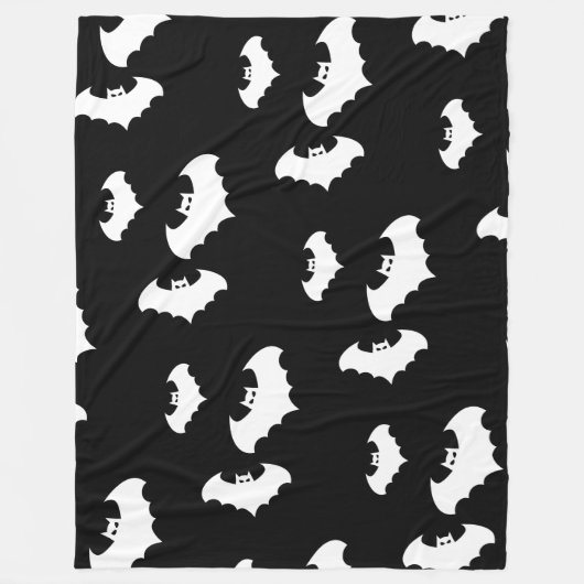 ハロウィーンブラックこうもりパタ不気味ーン怖 フリースブランケット (正面)