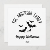 ハロウィーンブラックこうもりパーソナライズされたの名前の年 シーズンカード (正面/裏面)