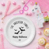 ハロウィーンブラックこうもりパーソナライズされたの名前の年 ペーパープレート (パーティー)