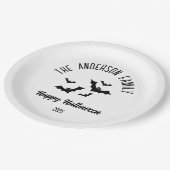 ハロウィーンブラックこうもりパーソナライズされたの名前の年 ペーパープレート (アングル)