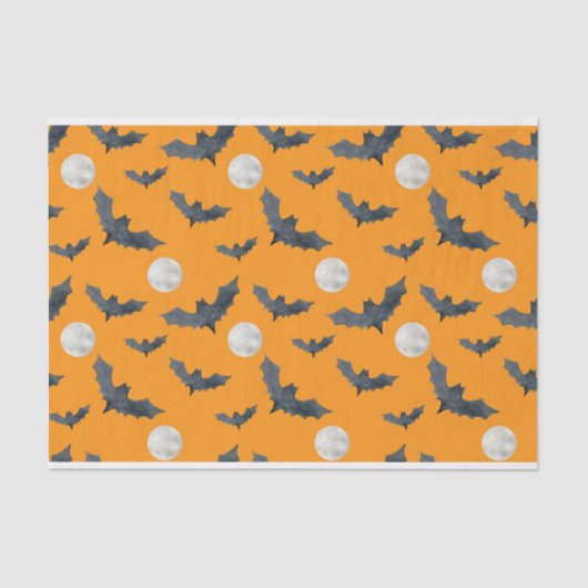 ハロウィーンブラックこうもり&フルムーン付きオレンジ 薄葉紙 (正面)