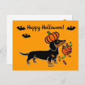 ハロウィーンブラックとタンスムージングダシュント ポストカード (正面/裏面)