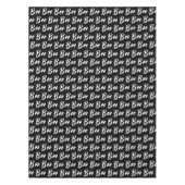 ハロウィーンブラックとホワイトブー文字パターン テーブルクロス (正面)