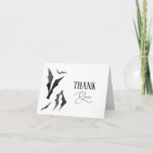 ハロウィーンブラックアンドホワイトこうもり サンキューカード (正面)
