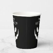 ハロウィーンブラックアンドホワイトパンプキンクリーピー顔 紙コップ (右)