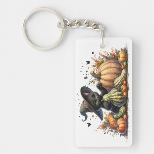 ハロウィーンブラックウィッチズキットングルド付き キーホルダー (正面)