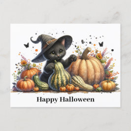 ハロウィーンブラックウィッチズキットングルド付き シーズンポストカード