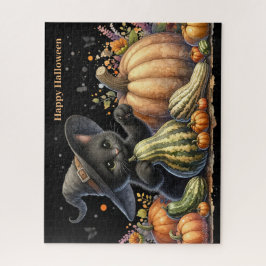 ハロウィーンブラックウィッチズキットングルド付き ジグソーパズル