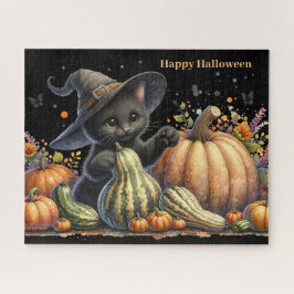 ハロウィーンブラックウィッチズキットングルド付き ジグソーパズル
