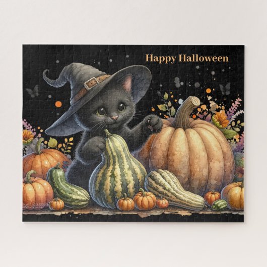 ハロウィーンブラックウィッチズキットングルド付き ジグソーパズル (横)