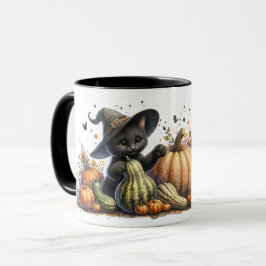 ハロウィーンブラックウィッチズキットングルド付き マグカップ