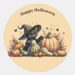 ハロウィーンブラックウィッチズキットングルド付き ラウンドシール