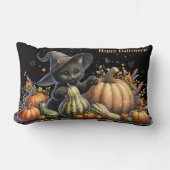 ハロウィーンブラックウィッチズキットングルド付き ランバークッション (正面)