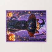 ハロウィーンブラックウィッチー猫 ジグソーパズル (横)