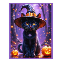 ハロウィーンブラックウィッチー猫 フォトプリント           