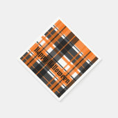 ハロウィーンブラックオレンジとホワイトプレイド スタンダードカクテルナプキン (角)