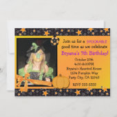 ハロウィーンブラックオレンジの星の写真の招待 招待状 (正面)