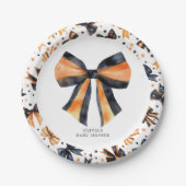 ハロウィーンブラックオレンジコケットボウベビーシャワー ペーパープレート (正面)