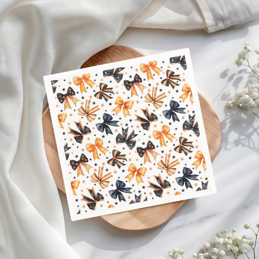 ハロウィーンブラックオレンジコケットボウ スタンダードカクテルナプキン