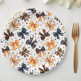 ハロウィーンブラックオレンジコケットボウ ペーパープレート