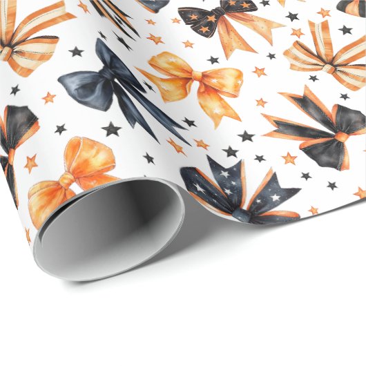 ハロウィーンブラックオレンジコケットボウ ラッピングペーパー (ロールコーナー)