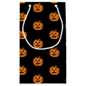 ハロウィーンブラックオレンジハロウィーンのカボチャのちょうちん柄かわいい スモールペーパーバッグ (裏面)