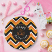 ハロウィーンブラックオレンジホワイトジガグ ペーパープレート (パーティー)