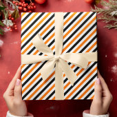 ハロウィーンブラックオレンジホワイトストライプパターンギフト ラッピングペーパー