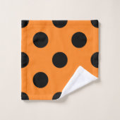 ハロウィーンブラックオレンジ水玉模様 バスタオルセット (ウォッシュタオル)