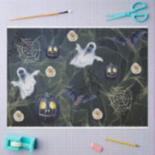 ハロウィーンブラックカボチャ、幽霊たち、スパイダーウェブ 薄葉紙 (クラフト)