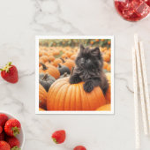 ハロウィーンブラックキットオンアパンプキン スタンダードカクテルナプキン (インサイチュ)