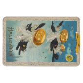 ハロウィーンブラックキャッツ&カボチャ幽霊たちヴィンテージ マグネット (横)