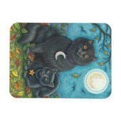 ハロウィーンブラックキャッツ、フォークアート磁石長方形 マグネット (横)