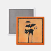 ハロウィーンブラックキャットとアクロバット マグネット (正面/裏面)