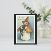 ハロウィーンブラックキャットとウィッチガール ポストカード (スタンド正面)