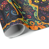 ハロウィーンブラックキャットとカボチャの包み紙 ラッピングペーパー (ロールコーナー)