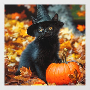ハロウィーンブラックキャットとカボチャ ウィンドウサイン