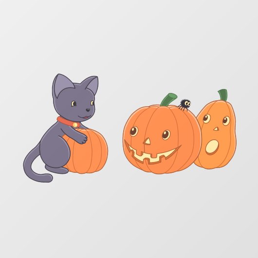 ハロウィーンブラックキャットとカボチャ ウィンドウサイン (シート)