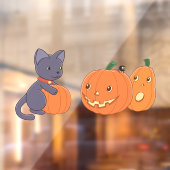 ハロウィーンブラックキャットとカボチャ ウィンドウサイン (シート2)
