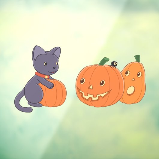 ハロウィーンブラックキャットとカボチャ ウィンドウサイン (シート3)